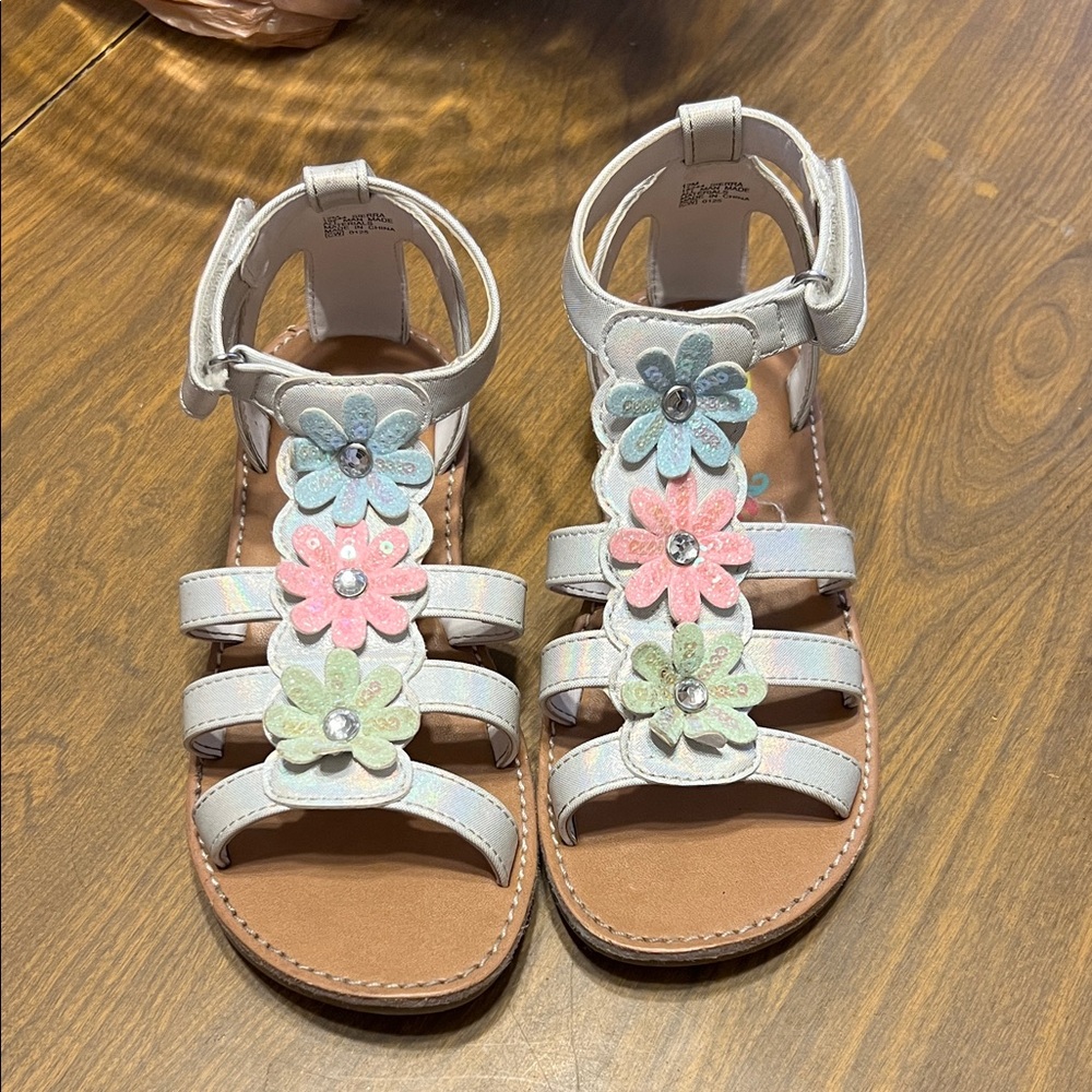 Rachel Shoes Floral Sandals - White with Pastel Flowers